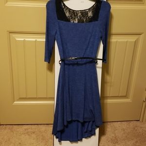 Blue dress with black lace size small